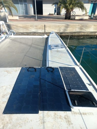 Flexible solar panel for boat